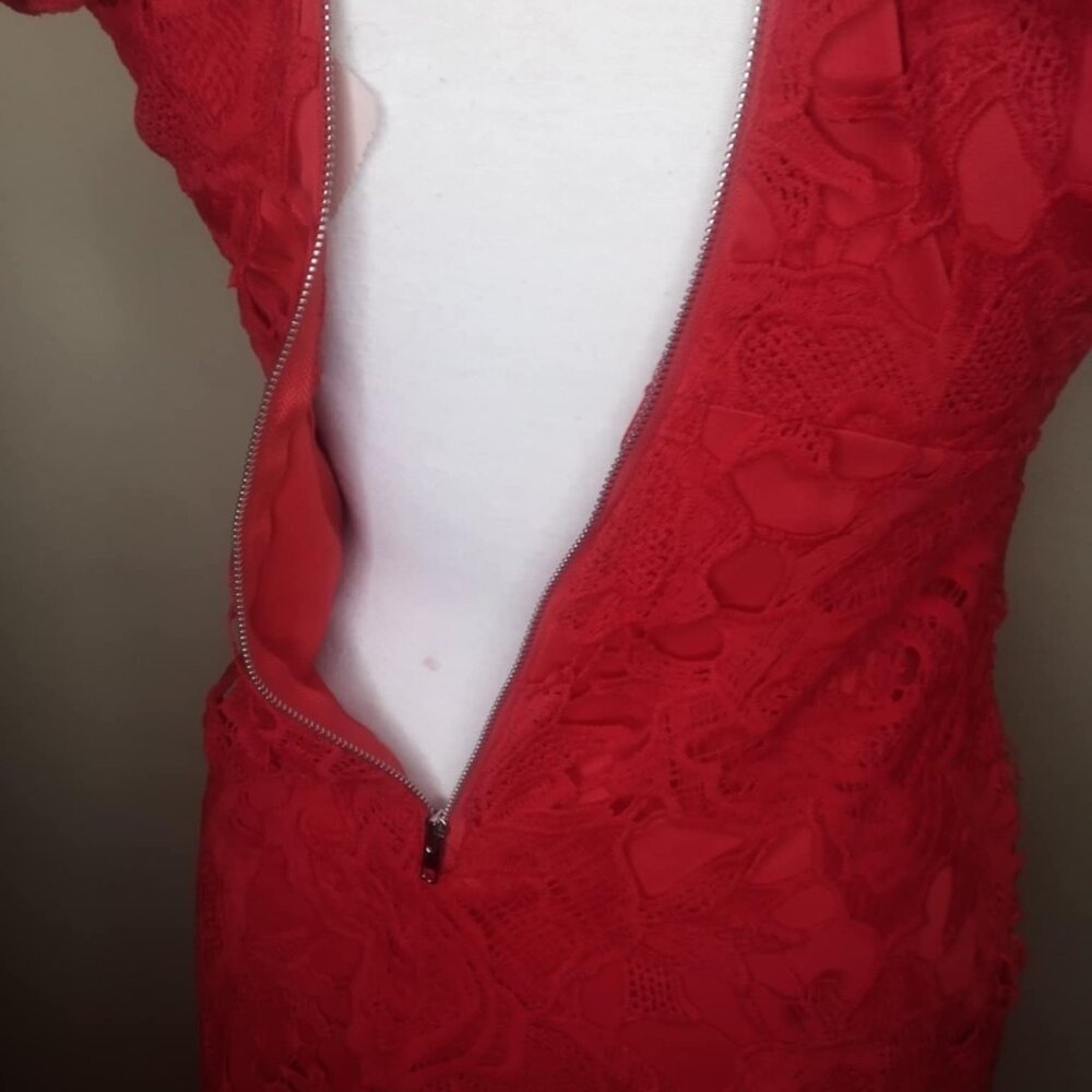 SEXY RED LACE RUFFLE DRESS BNWT - Picture 12 of 13